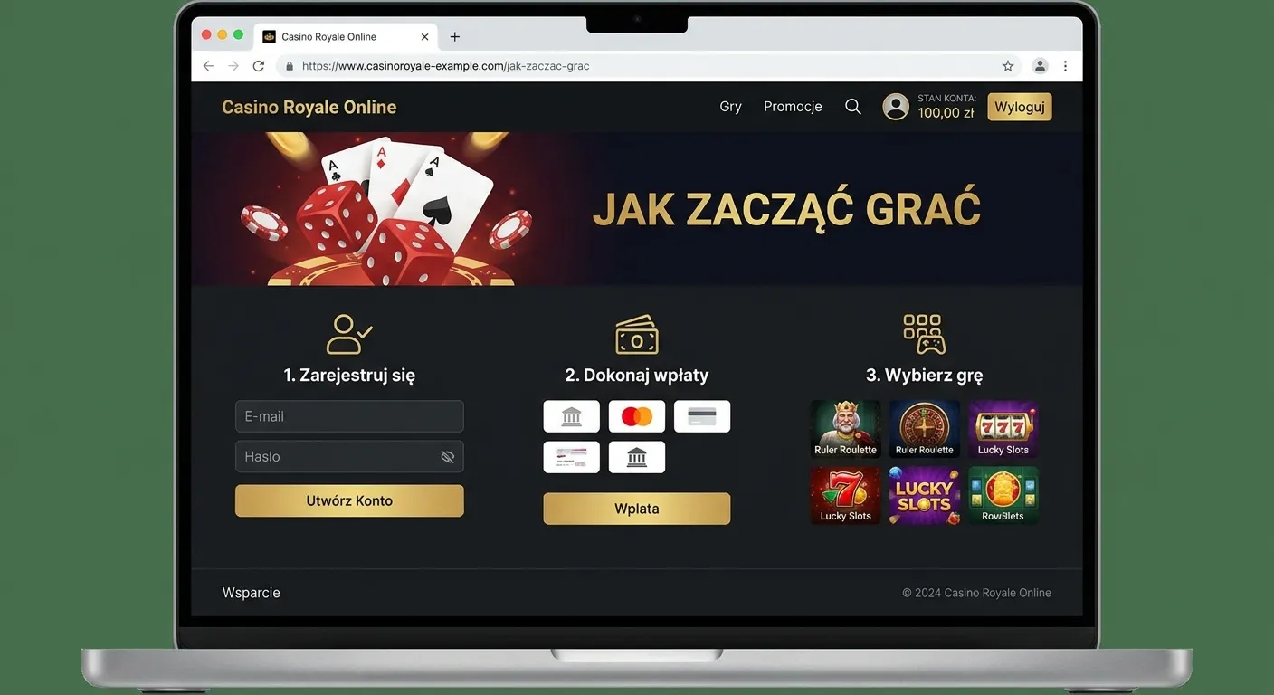 Gracz korzystający z aplikacji kasyna na smartfonie, wykonujący pierwszą wpłatę