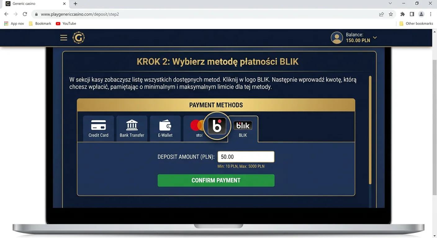 Krok 2: Wybierz metodę płatności BLIK